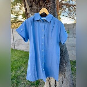 Madewell Blue Shirt Dress A-Line Button Down Collar Pockets Size XXS